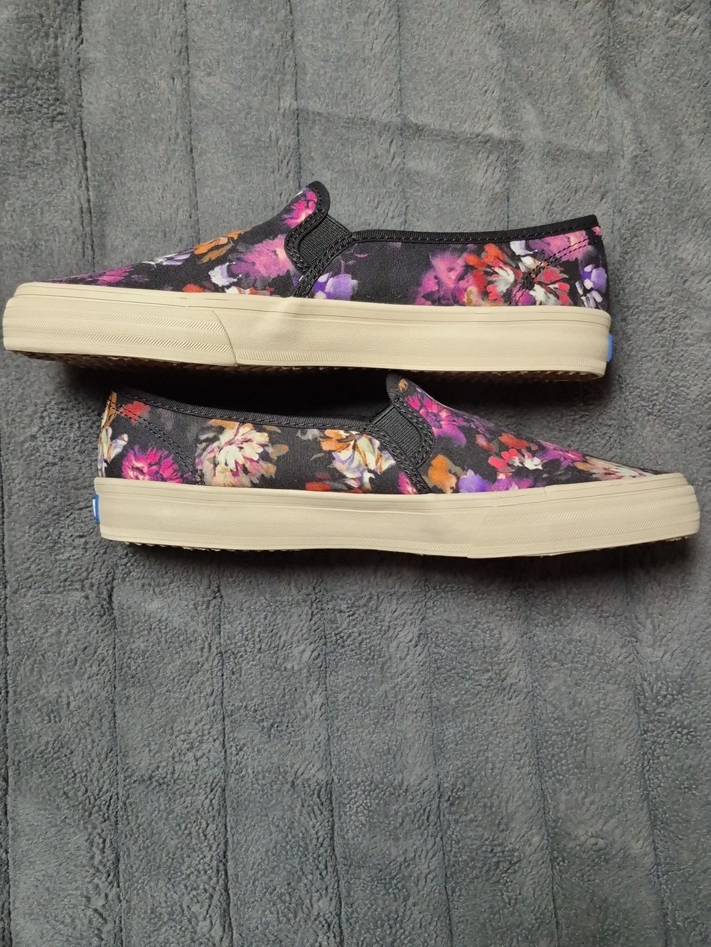 Keds Double Decker Blooms Slip-On Shoes In Black, Size 8, New In Box - Picture 10 of 14
